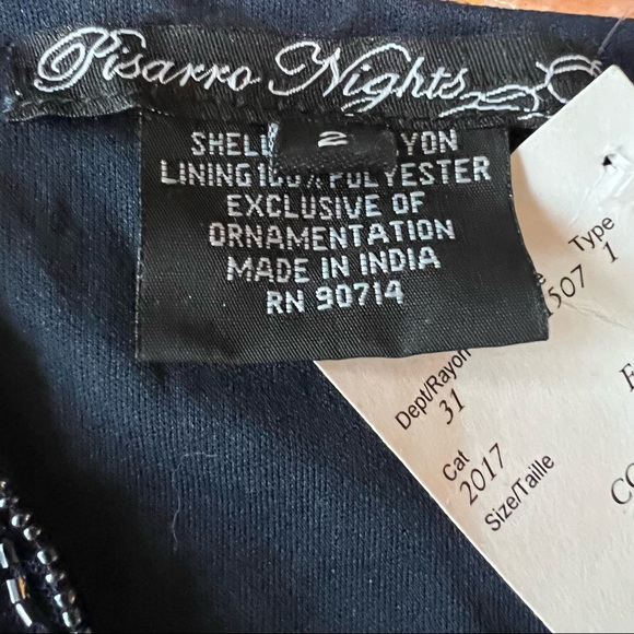 PISARRO NIGHTS black dress with metal nailhead design and a scalloped hem - Picture 11 of 13